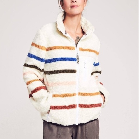 Faherty Jackets & Blazers - Faherty Dream Fleece Striped Jacket Polar Rainbow (SKU WOF1915-POR